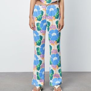 Zara floral printed 70s style pants